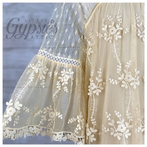 POL Honey Gold Dotted Lace Shift Dress - Picture 6 of 11